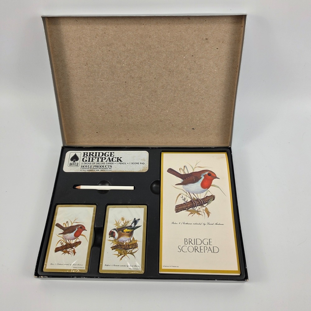 Vintage Hoyle Bridge Giftpack Double Deck Playing Cards David Andrews Birds NOS